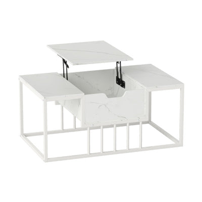 Lift Top Coffee Table Modern Center Table with Hidden Storage Compartment-White