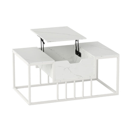 Lift Top Coffee Table Modern Center Table with Hidden Storage Compartment-White