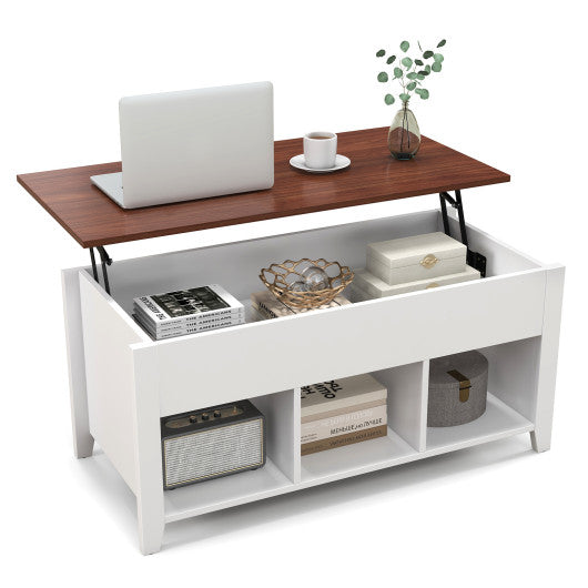 Coffee Table with Hidden Storage Compartment-White