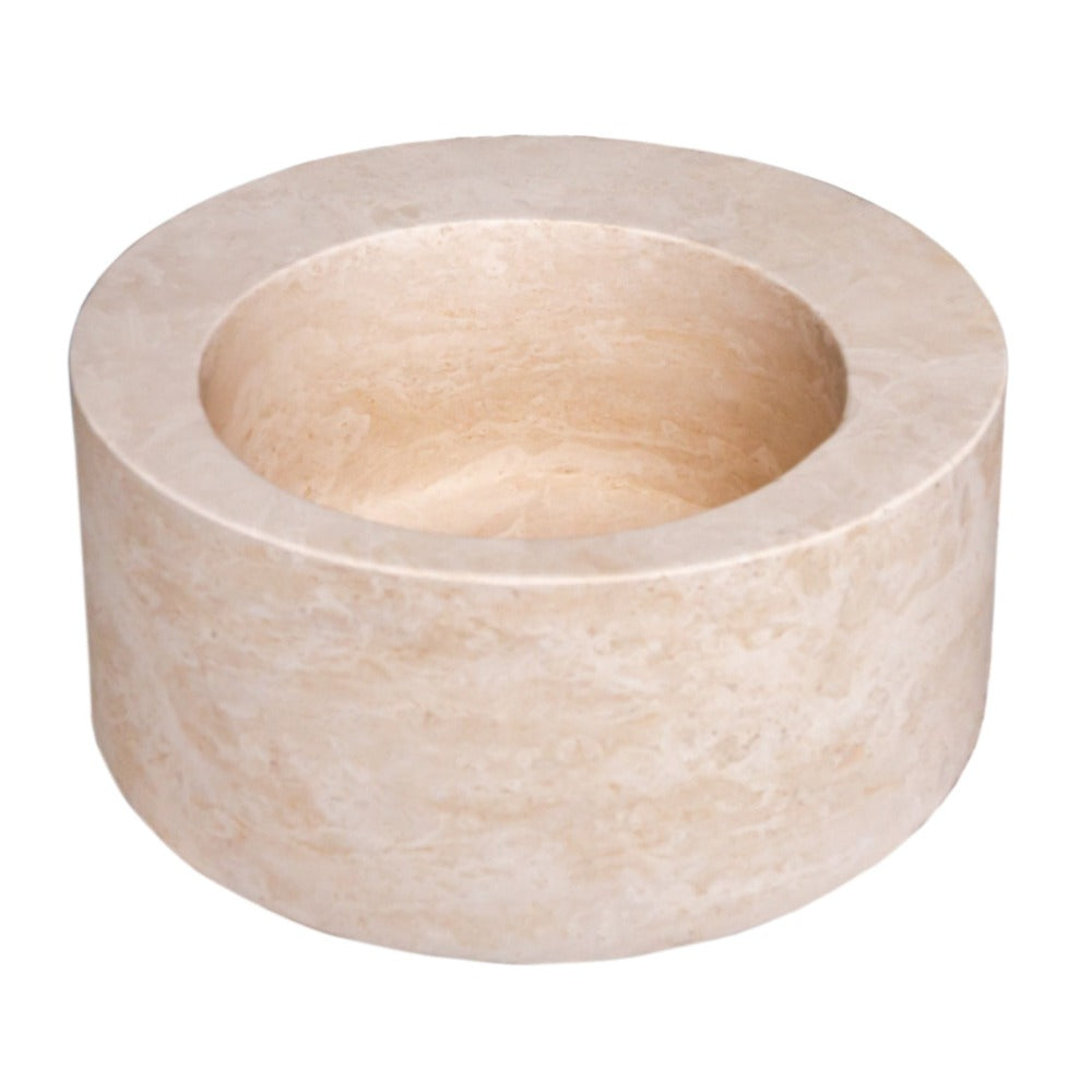 Natural Stone Light Beige Travertine Round Sink Honed (D)18