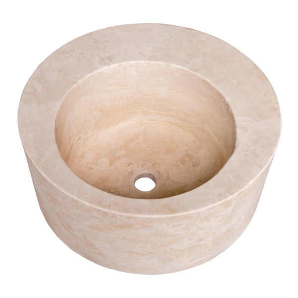 Natural Stone Light Beige Travertine Round Sink Honed (D)18