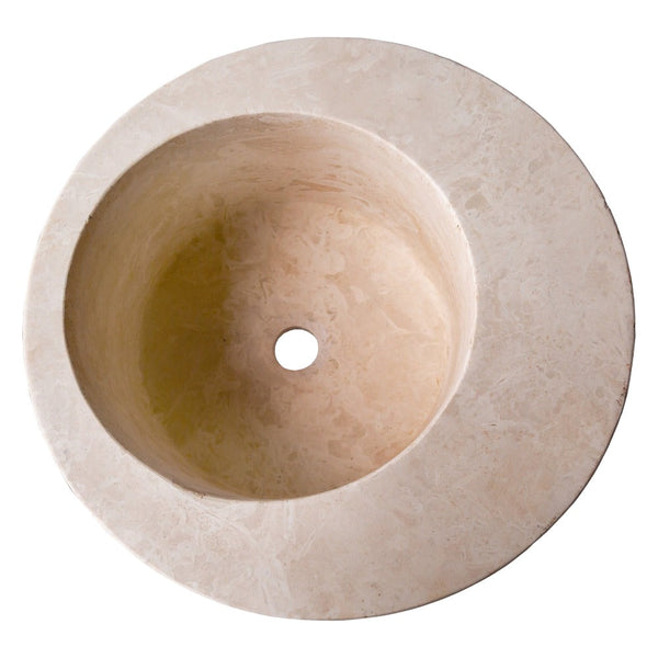 Natural Stone Light Beige Travertine Round Sink Honed (D)18