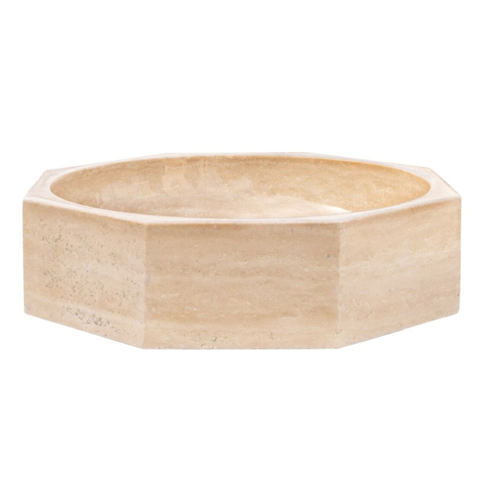 Light Beige Travertine Octagon Vessel Sink Bowl Polished (D)16