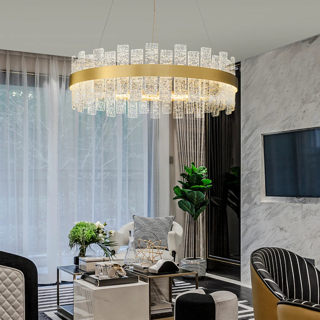 Light Luxury Round Glass Chandelier