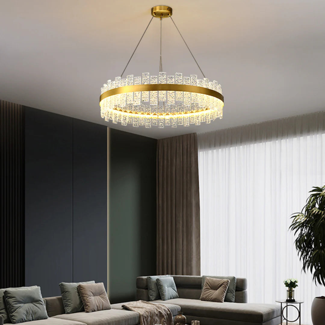 Light Luxury Round Glass Chandelier