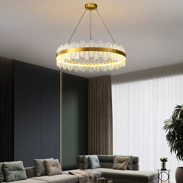 Light Luxury Round Glass Chandelier