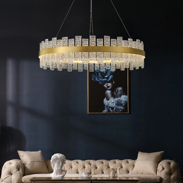 Light Luxury Round Glass Chandelier