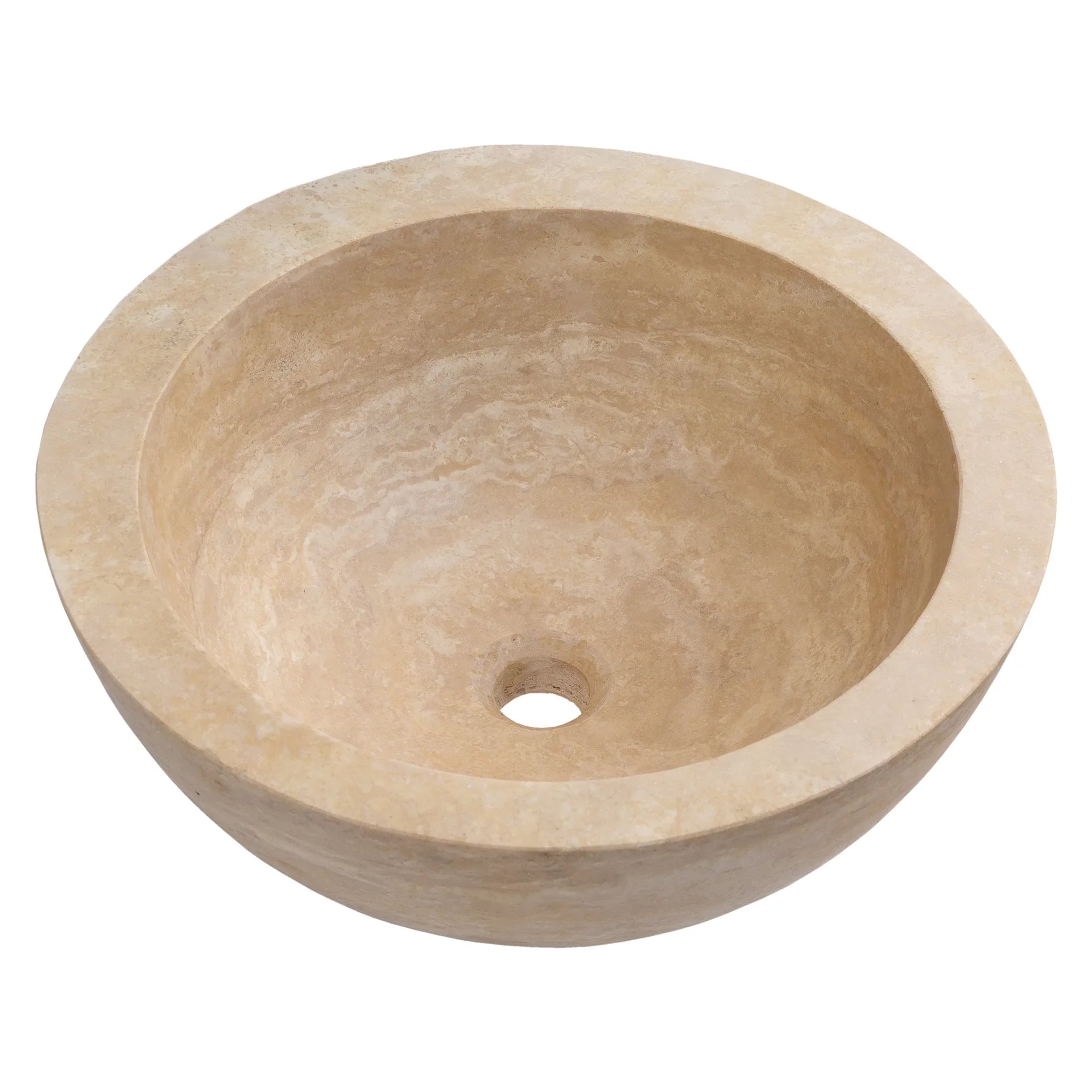 Light Beige Travertine Sloped Bathroom Vessel Sink Honed (D)16