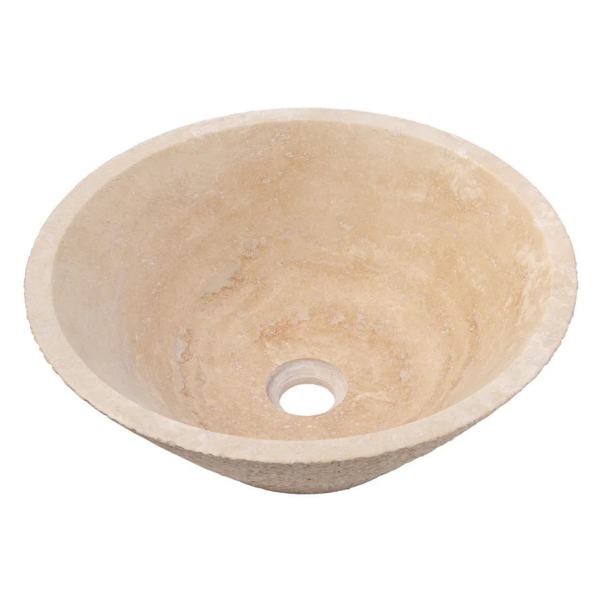 Light Beige Travertine V-Shape Tapered Above Vanity Bathroom Sink (D)16