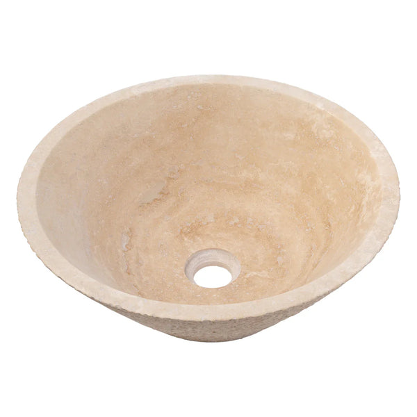 Light Beige Travertine V-Shape Tapered Above Vanity Bathroom Sink (D)16