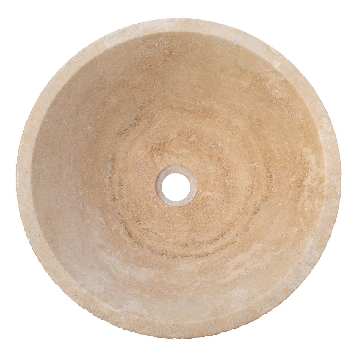Light Beige Travertine V-Shape Tapered Above Vanity Bathroom Sink (D)16