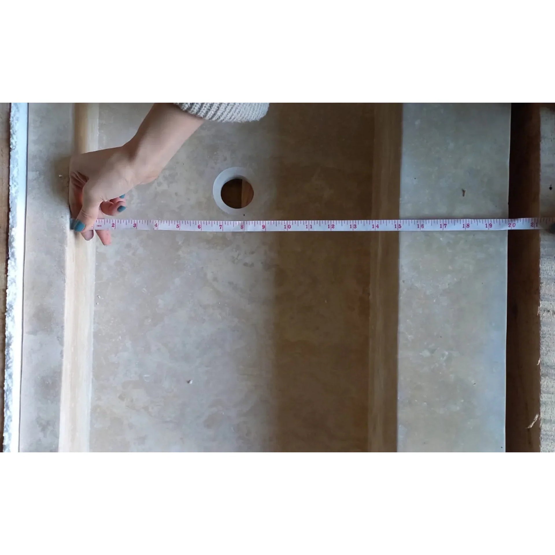 Light Travertine Natural Stone Basin Rectangular Travertine Bathroom Sink (W)48