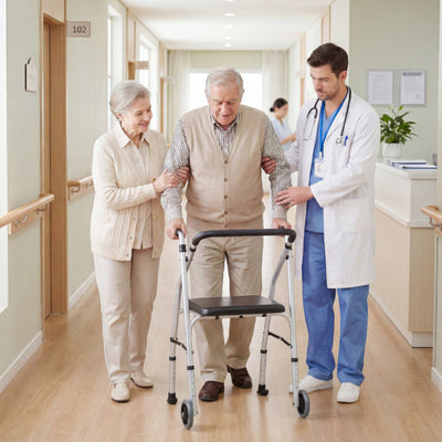 Lightweight Aluminum Mobility Walker for Seniors with 2 Wheels 5-Level Adjustable Height and Padded Seat-Sliver