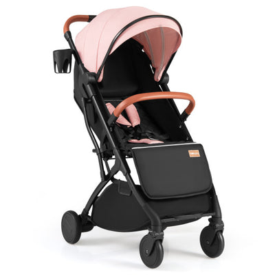Lightweight Baby Stroller Compact Travel Stroller with One-Hand Folding-Pink