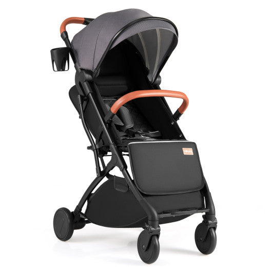 Lightweight Baby Stroller Compact Travel Stroller with One-Hand Folding-Gray