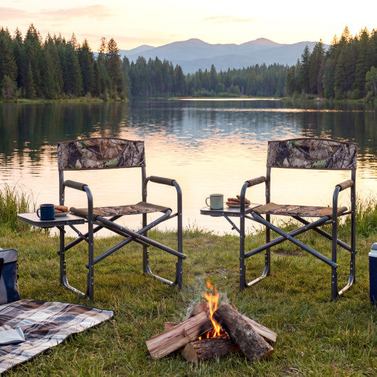 Lightweight Folding Camping Chair with Side Table-Camouflage