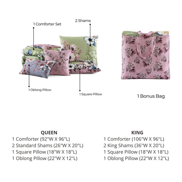 Bebejan Lilac Cascade 5 Piece Reversible Comforter Set