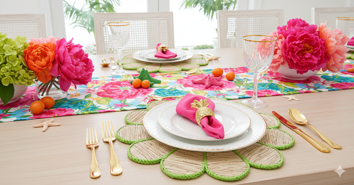 Clover Scalloped Handwoven Iraca Placemat