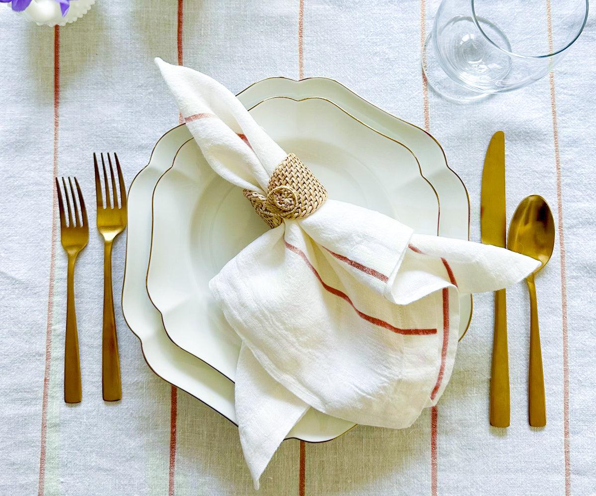 Metallic Thread Linen Napkins