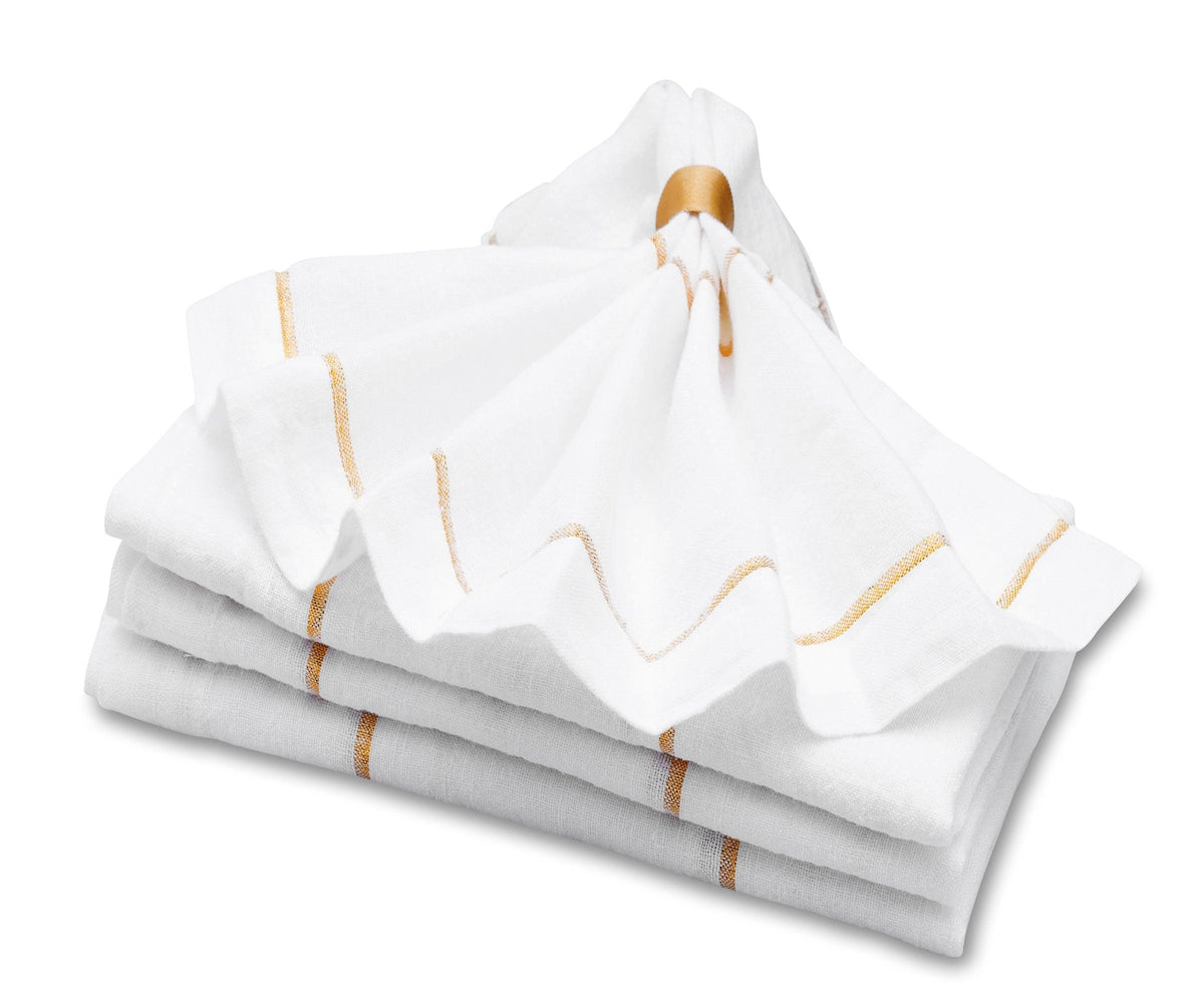 Metallic Thread Linen Napkins