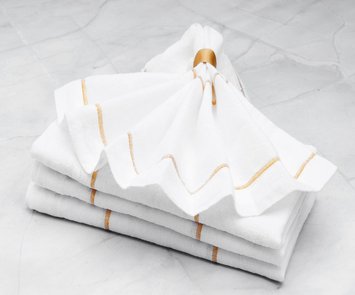 Metallic Thread Linen Napkins