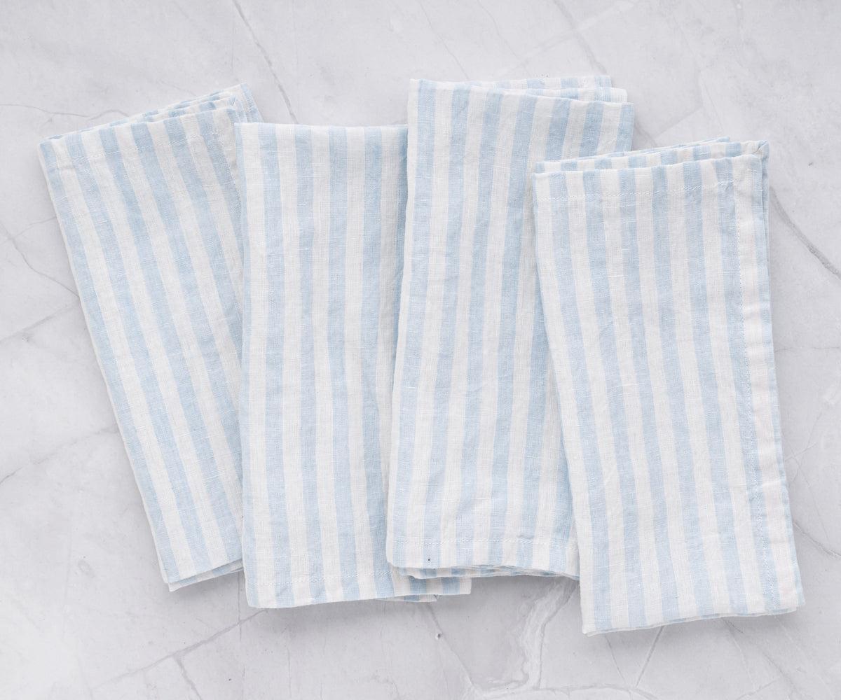 Light Blue Ticking Stripe Napkins
