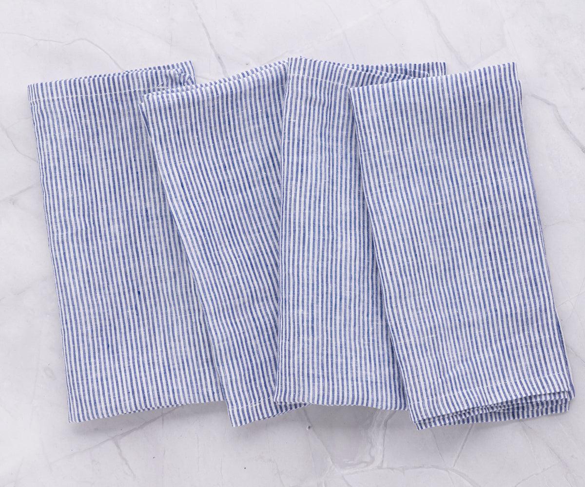 Dark Blue Ticking Stripe Napkins