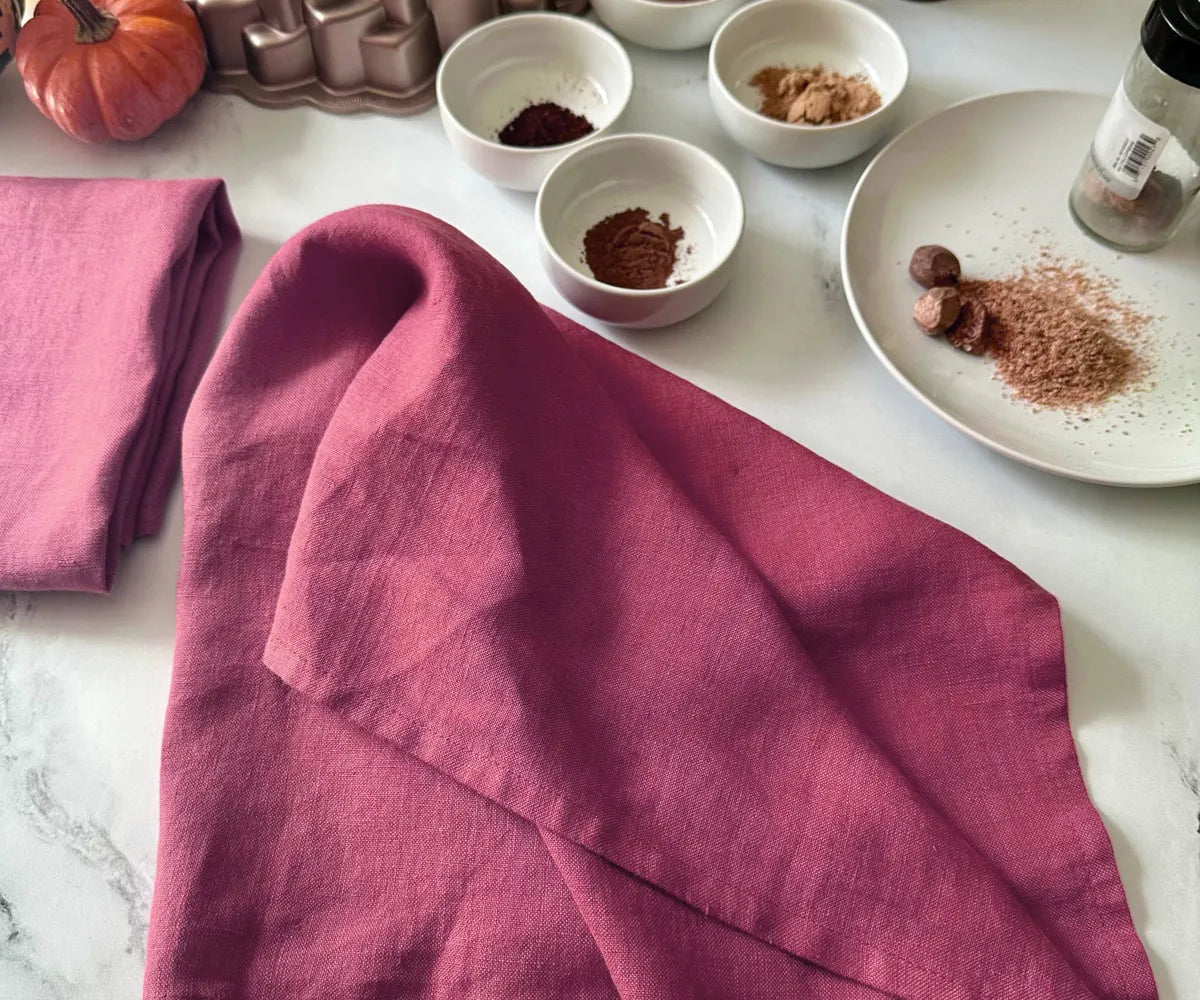 Magenta Pink Linen Dish Towels