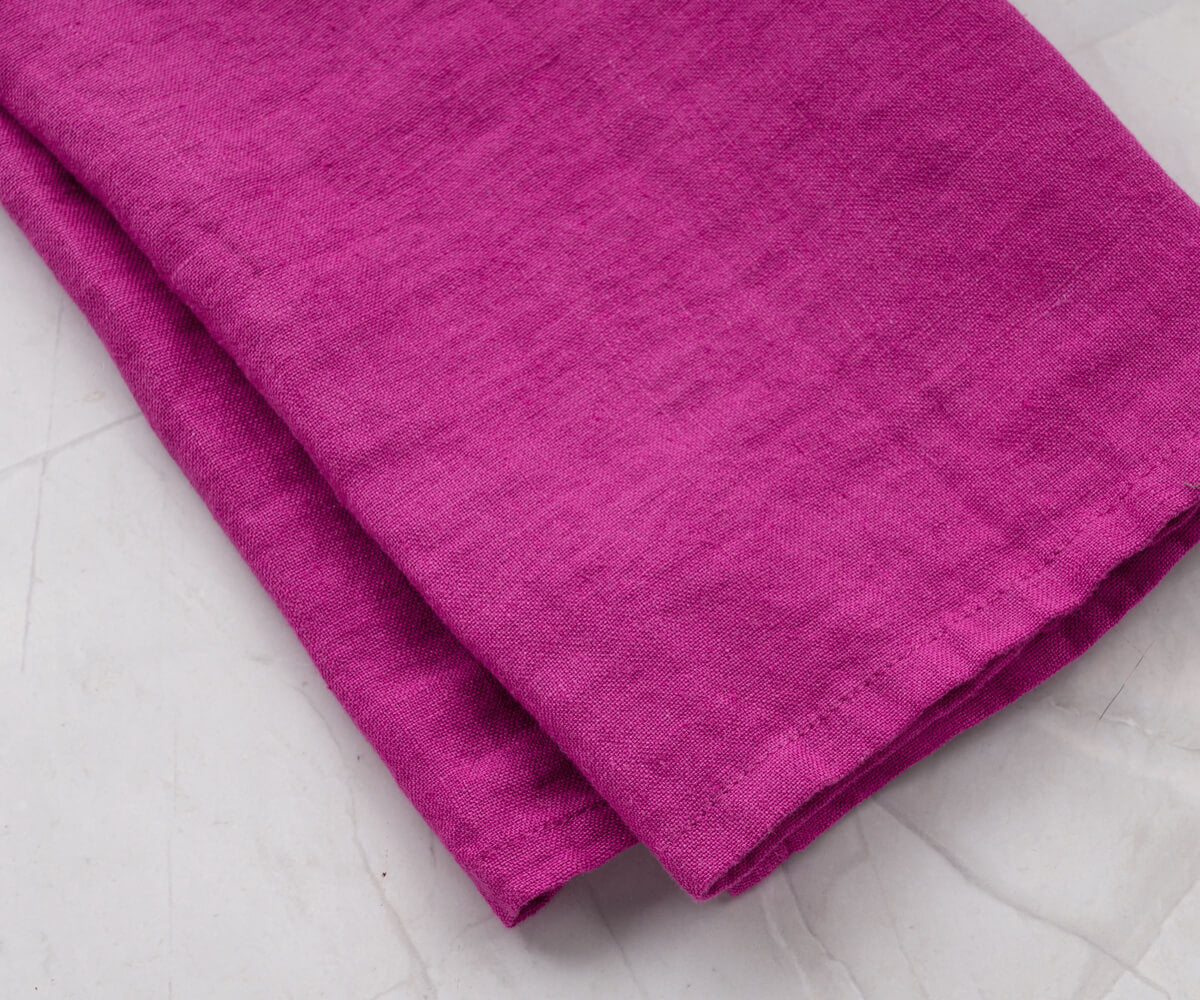 Magenta Pink Linen Dish Towels