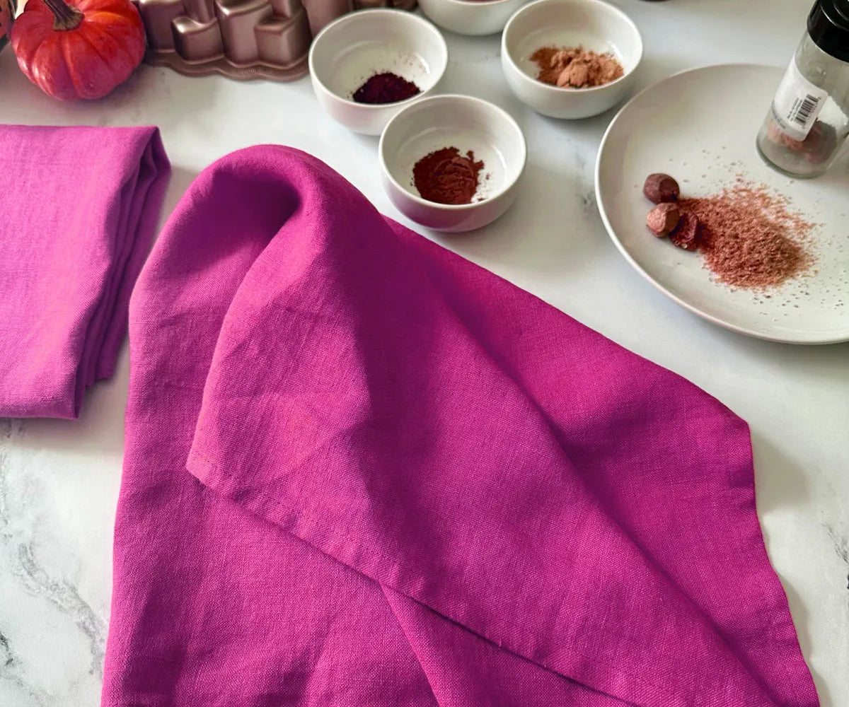 Magenta Pink Linen Dish Towels