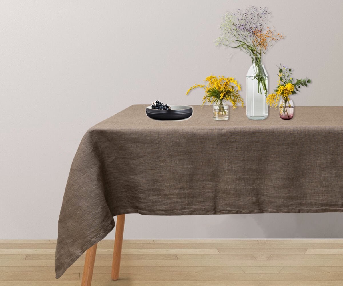 Plain Linen Rectangle Tablecloth