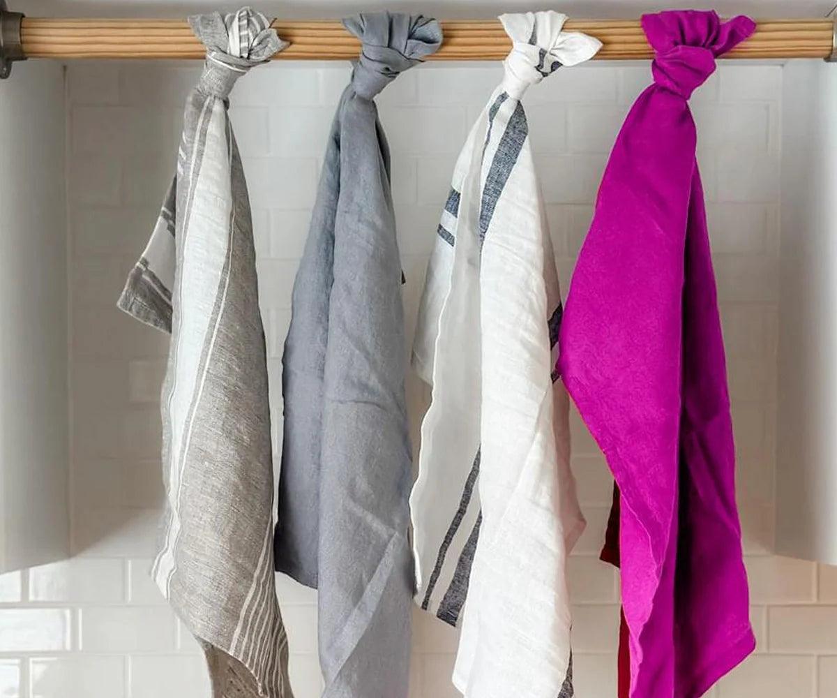 Magenta Pink Linen Dish Towels