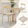 Linen Fabric Upholstered Modern Dining Chair Set of 4 with Padded Seat and Curved Back-Oak - Oak