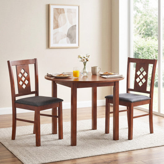 Linen Style Upholstered Kitchen Chairs with Wood Frames Set of 2-Cherry