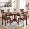 Linen Style Upholstered Kitchen Chairs with Wood Frames Set of 4-Cherry