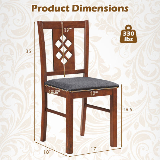 Linen Style Upholstered Kitchen Chairs with Wood Frames Set of 4-Cherry