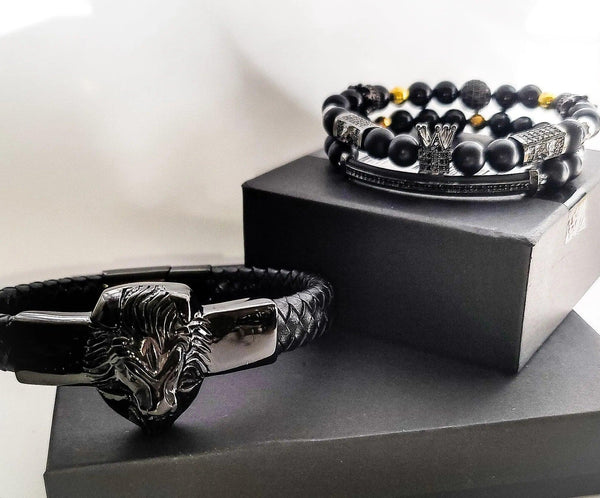 Lion's Gate Black Gun Metal Bracelet set - Gifts for You 'n Me