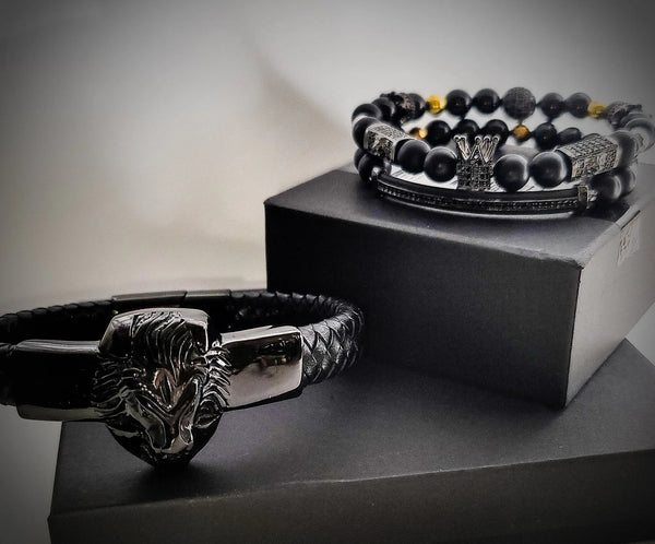 Lion's Gate Black Gun Metal Bracelet set