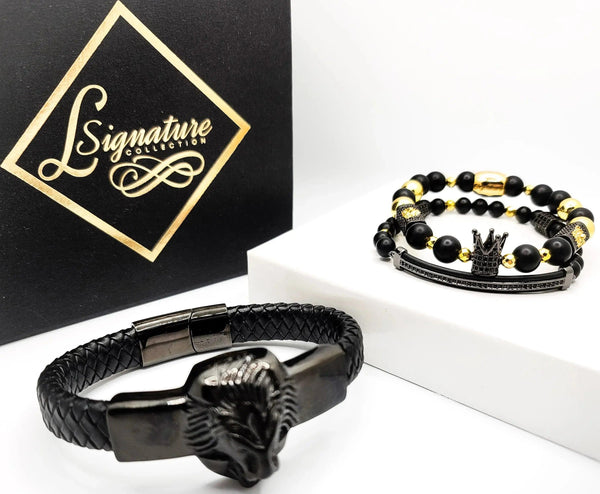 Lion's Gate Black and Gold Bracelet set - Gifts for You 'n Me