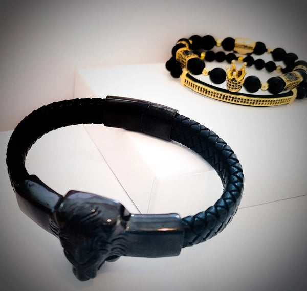 Lion's Gate Black and Gold Bracelet set