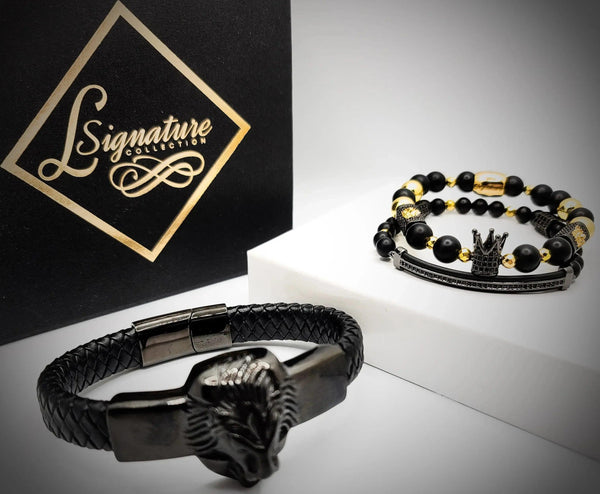 Lion's Gate Black and Gold Bracelet set - Gifts for You 'n Me