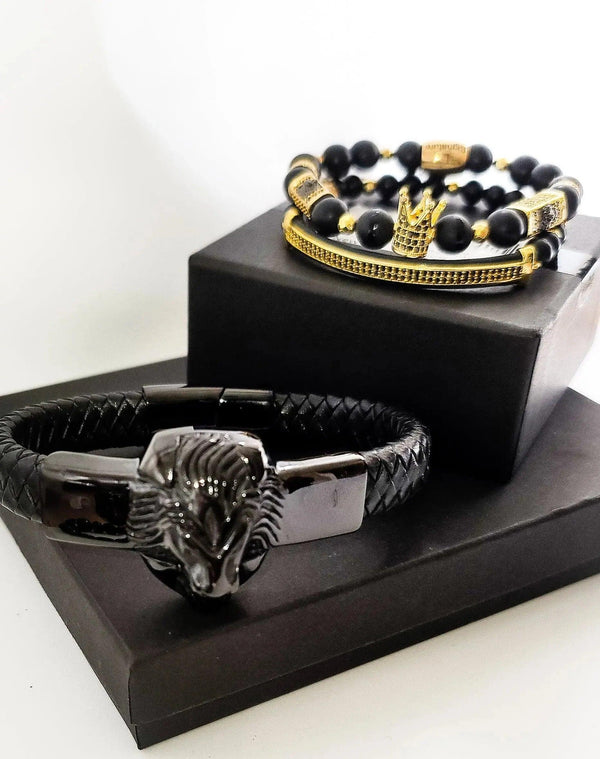 Lion's Gate Gold and Black Bracelet set - Gifts for You 'n Me