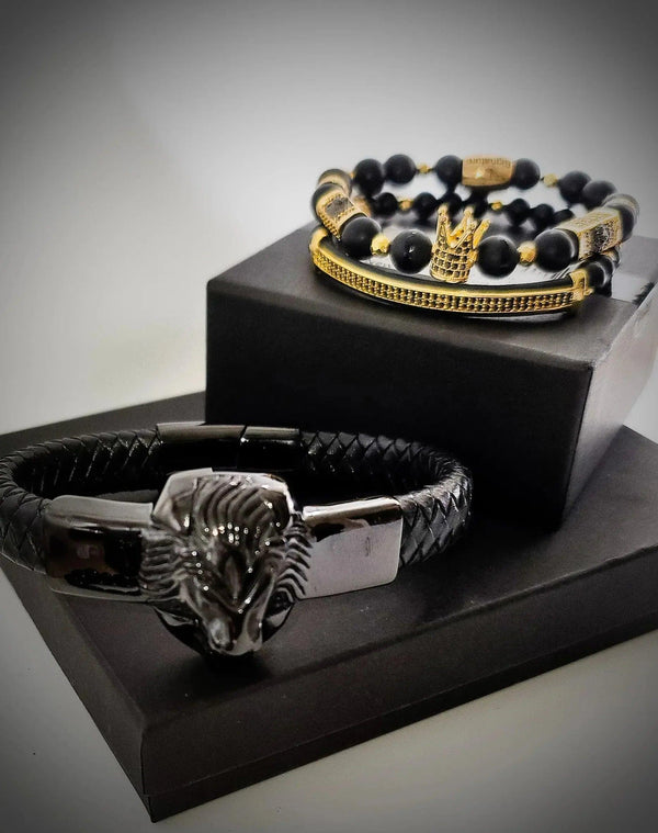 Lion's Gate Gold and Black Bracelet set - Gifts for You 'n Me