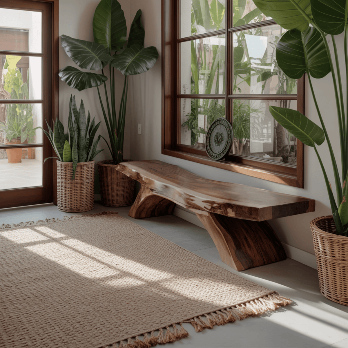 Liora Modern Rustic Live Edge Solid Wood Bench