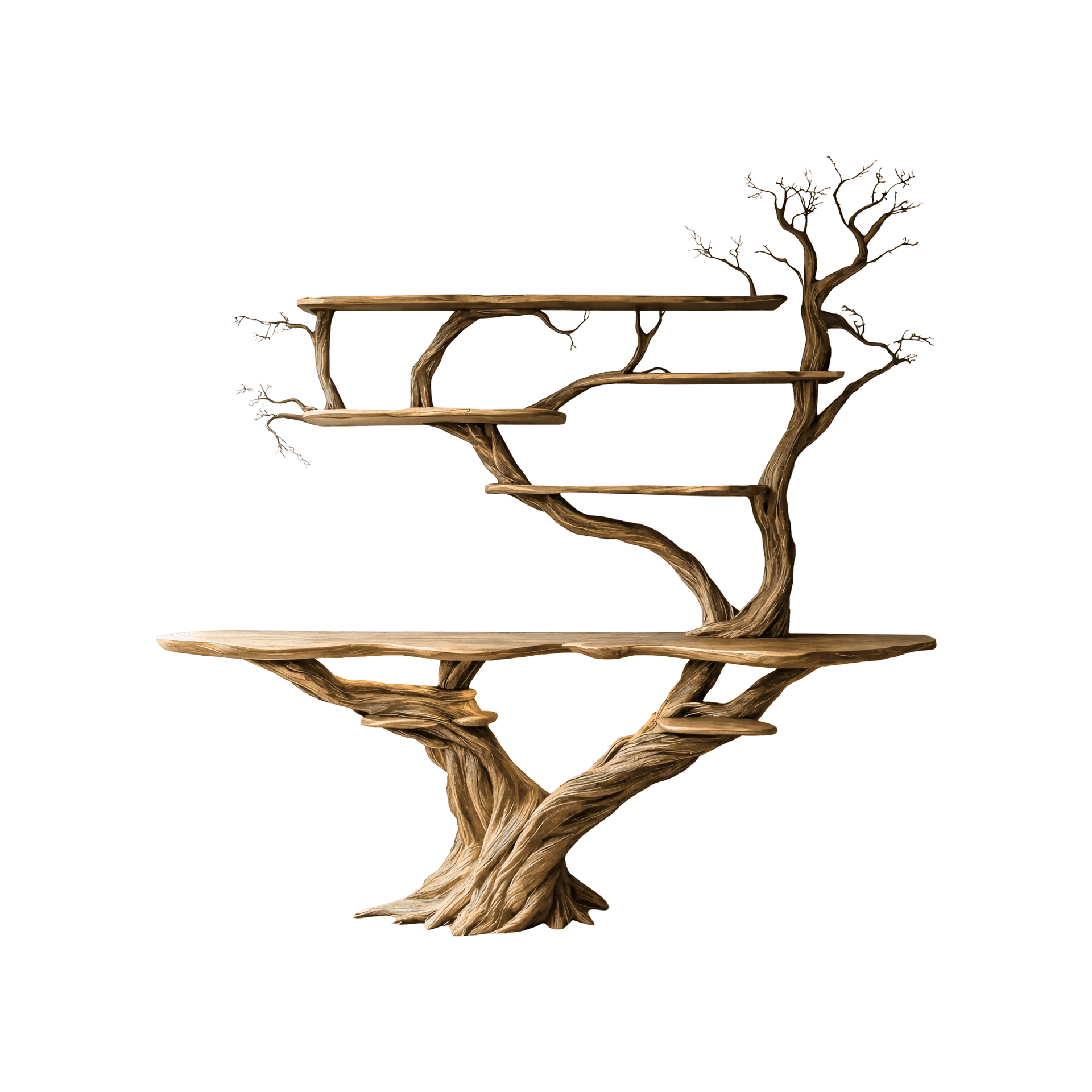 Liorath Live Edge Solid Wood Console Table with Shelves