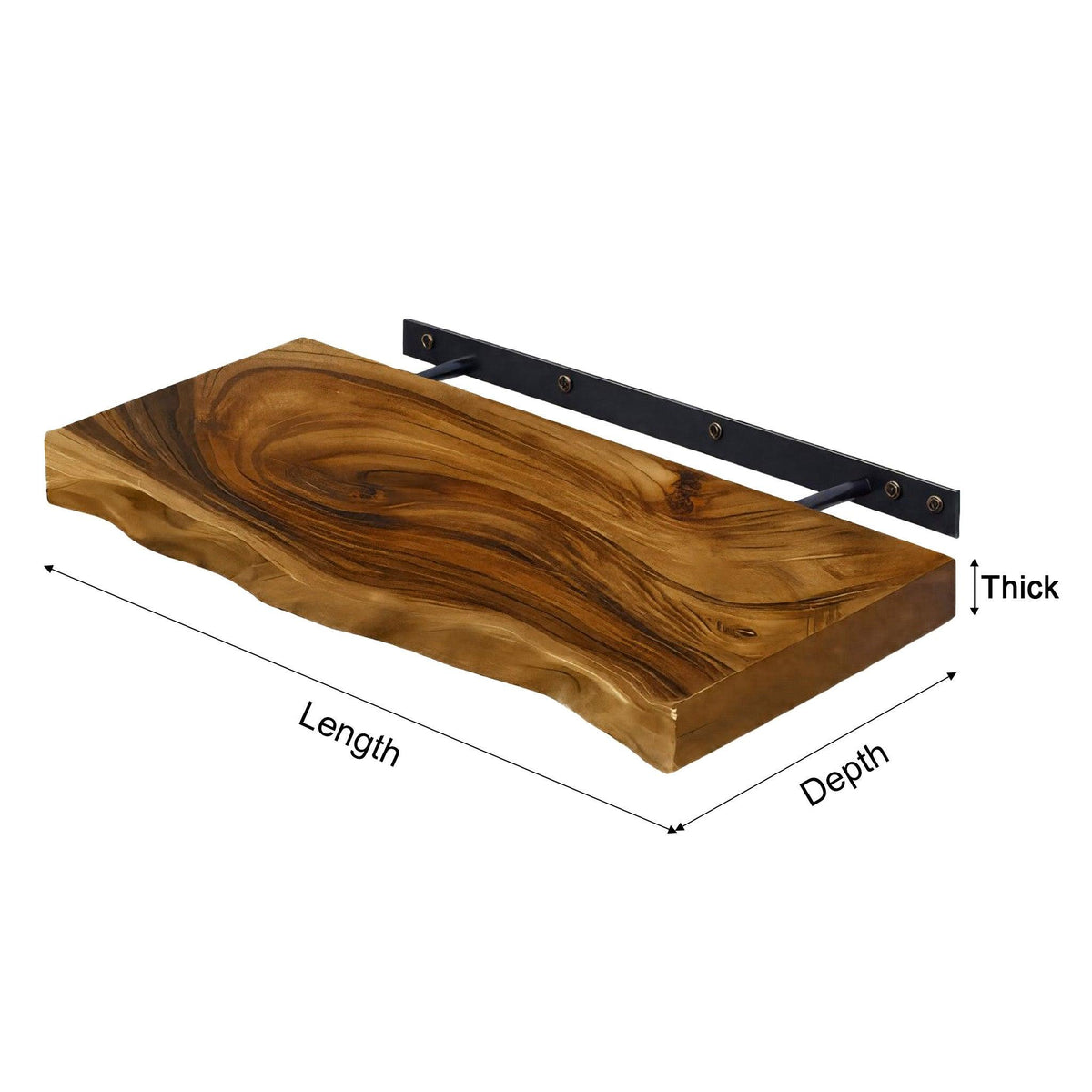 Live Edge Rustic Solid Wood Floating Shelf