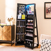 64 Inches Lockable Jewelry Cabinet Armoire with Built-in Makeup Mirror-Black
