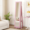 360° Rotatable 2-in-1 Lockable Jewelry Cabinet with Full-Length Mirror-Pink