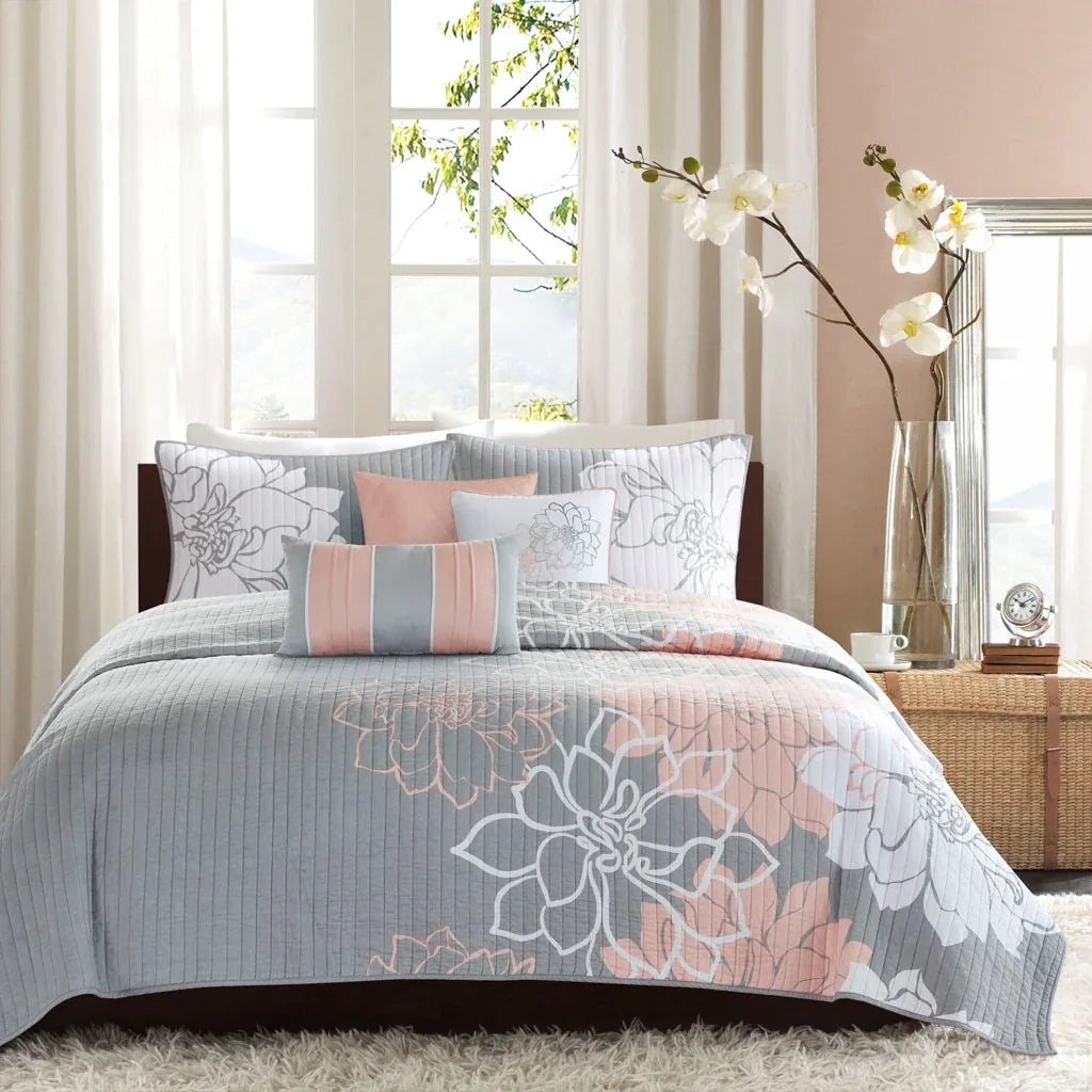 Lola 6 Piece Reversible Cotton Printed Coverlet Set - Gifts for You 'n Me
