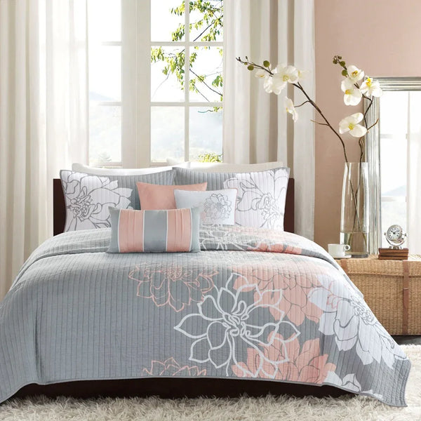 Lola 6 Piece Reversible Cotton Printed Coverlet Set - Gifts for You 'n Me